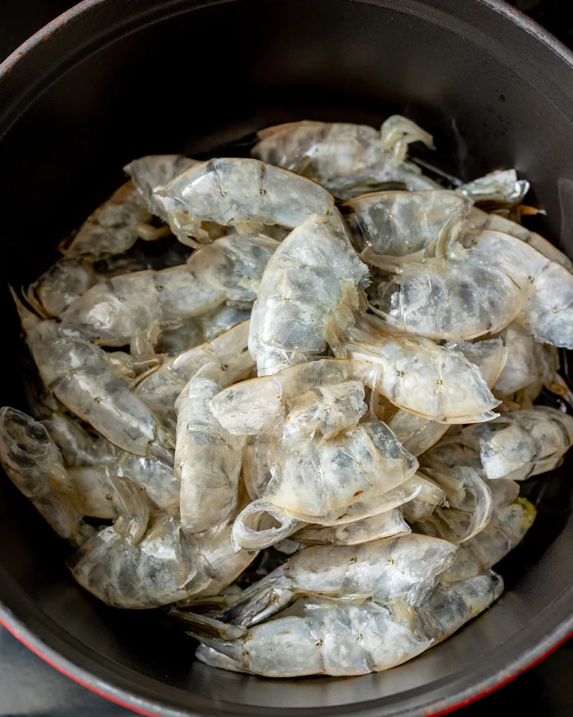 Saute shrimp shells
