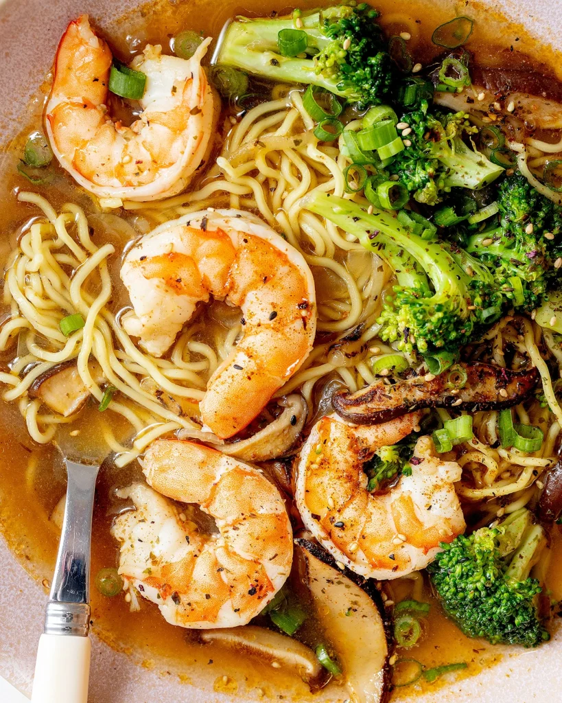 Shrimp noodle soup with shichimi togarashi
