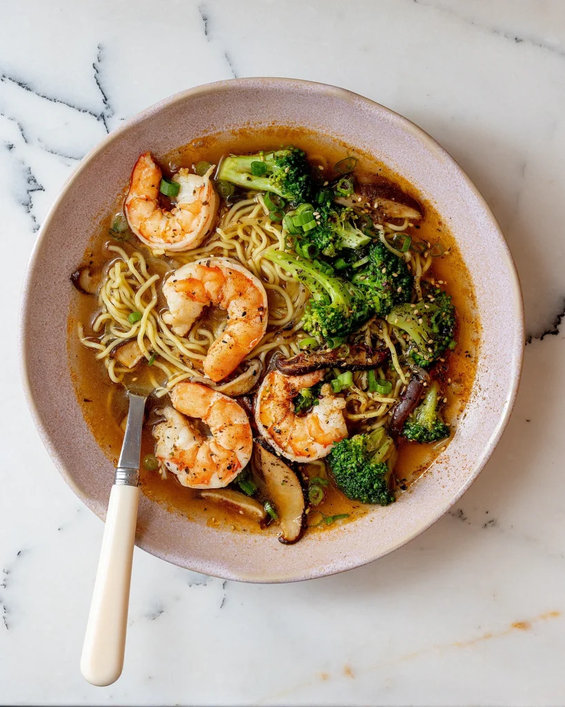 Spicy shrimp and broccoli soup