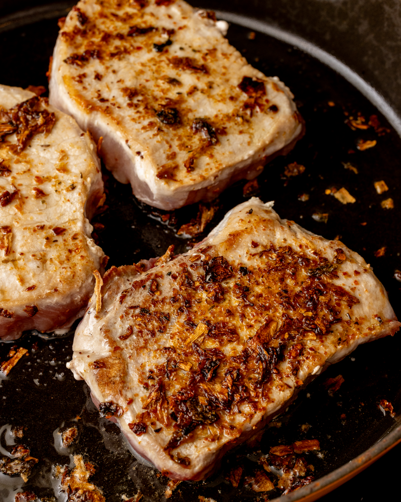 pork chops with kimchi