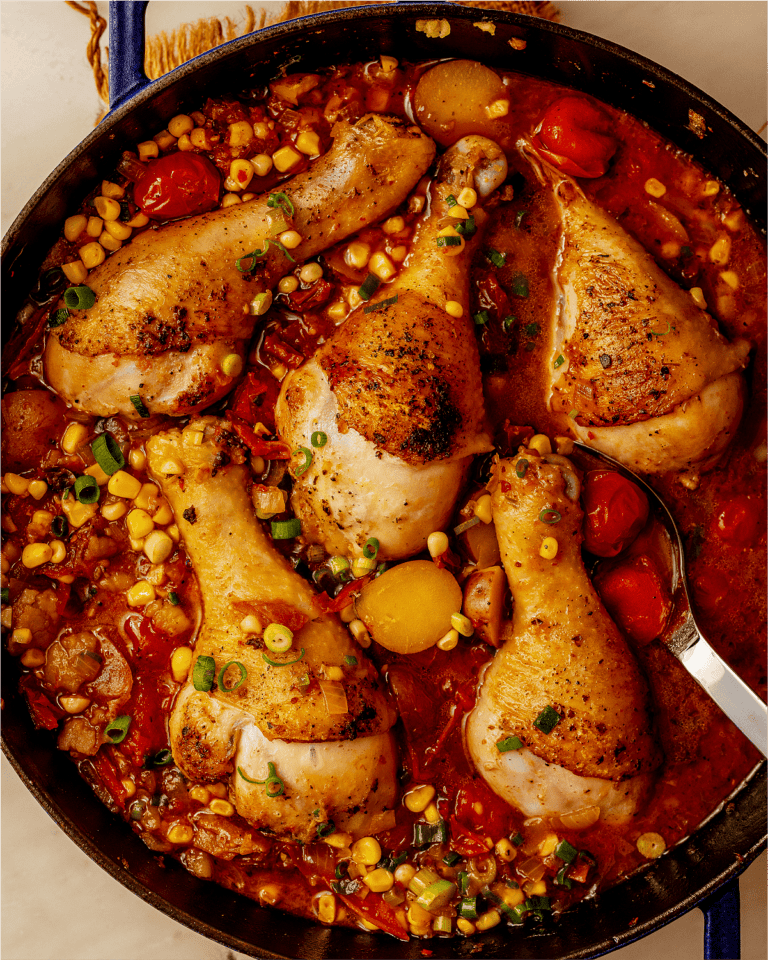 Braised Chicken Drumsticks with Corn | Tried and True Recipes