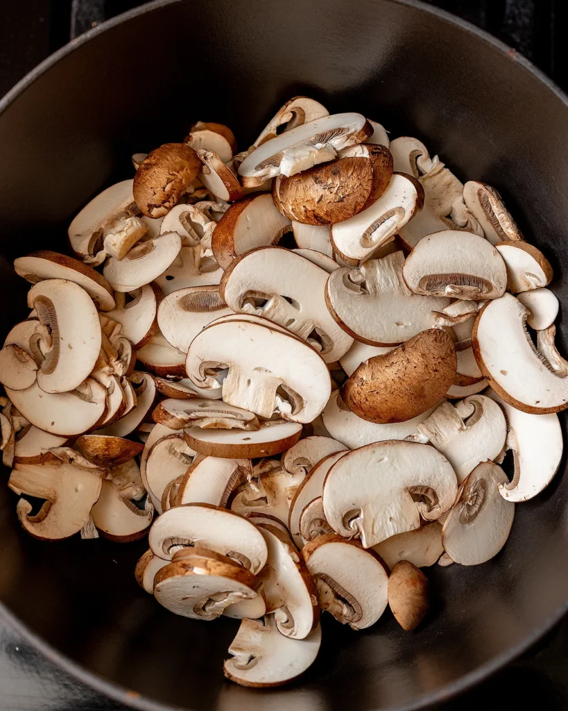 Add mushrooms to dry pot