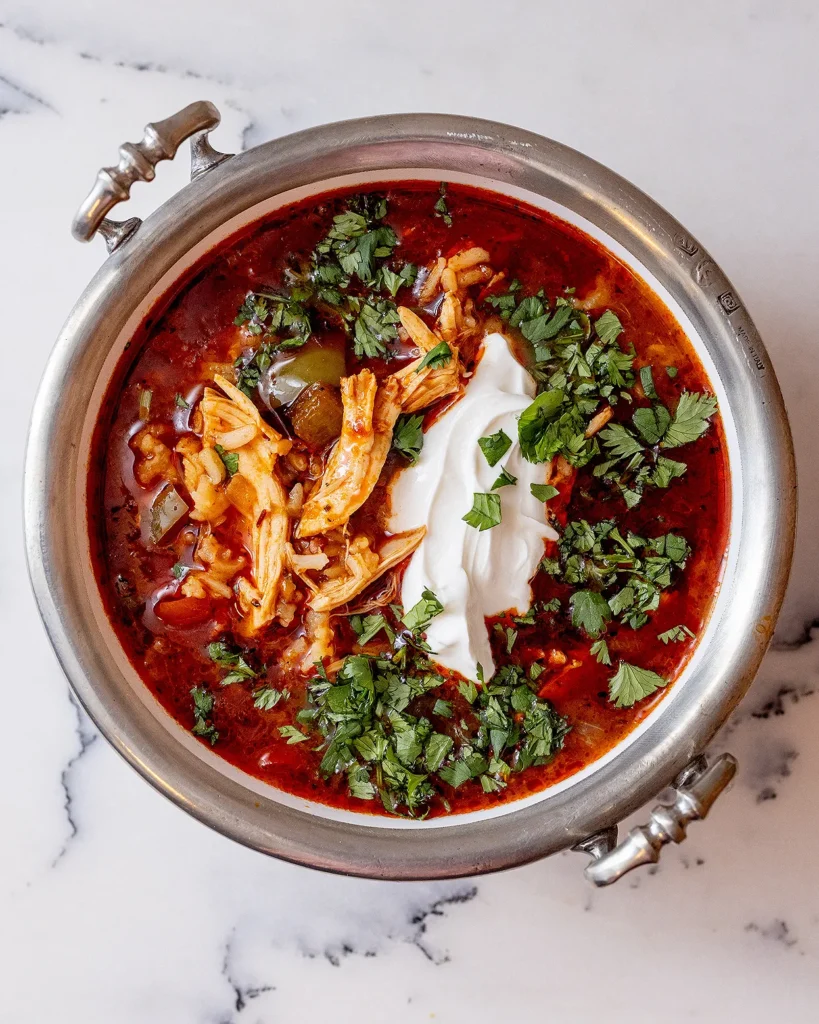 Add sour cream to chipotle chicken soup
