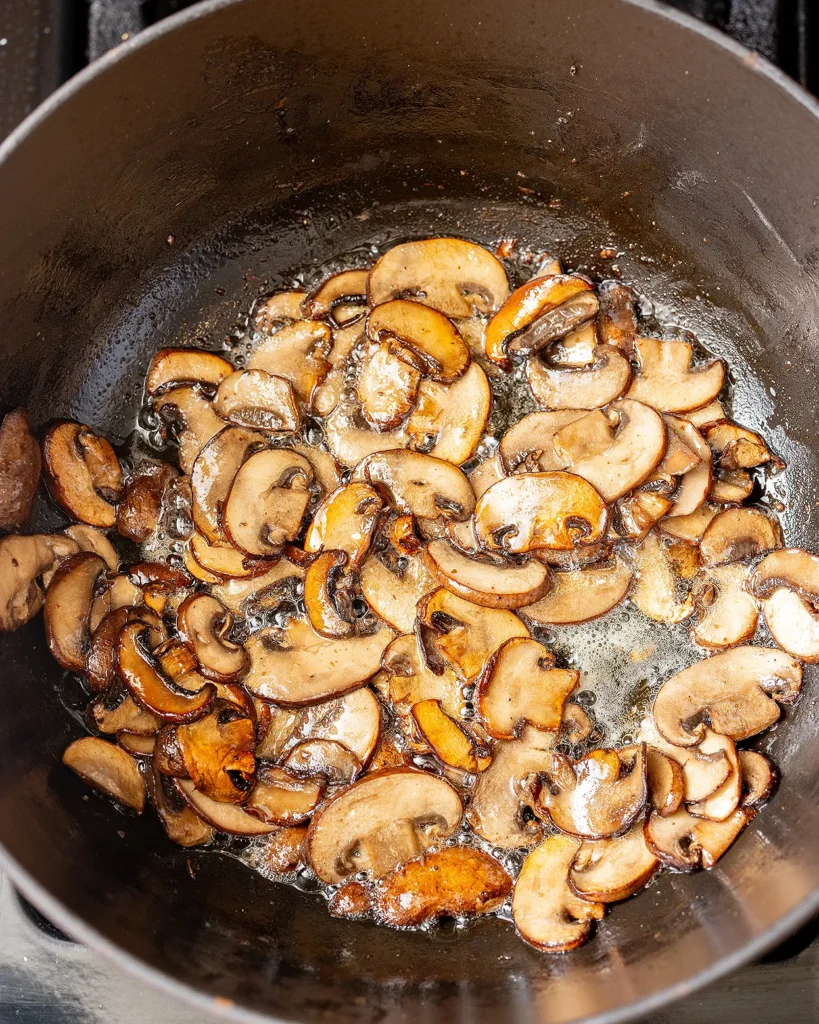 Browned mushrooms