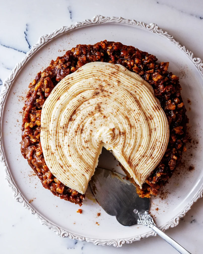 Sliced pumpkin upside down cake