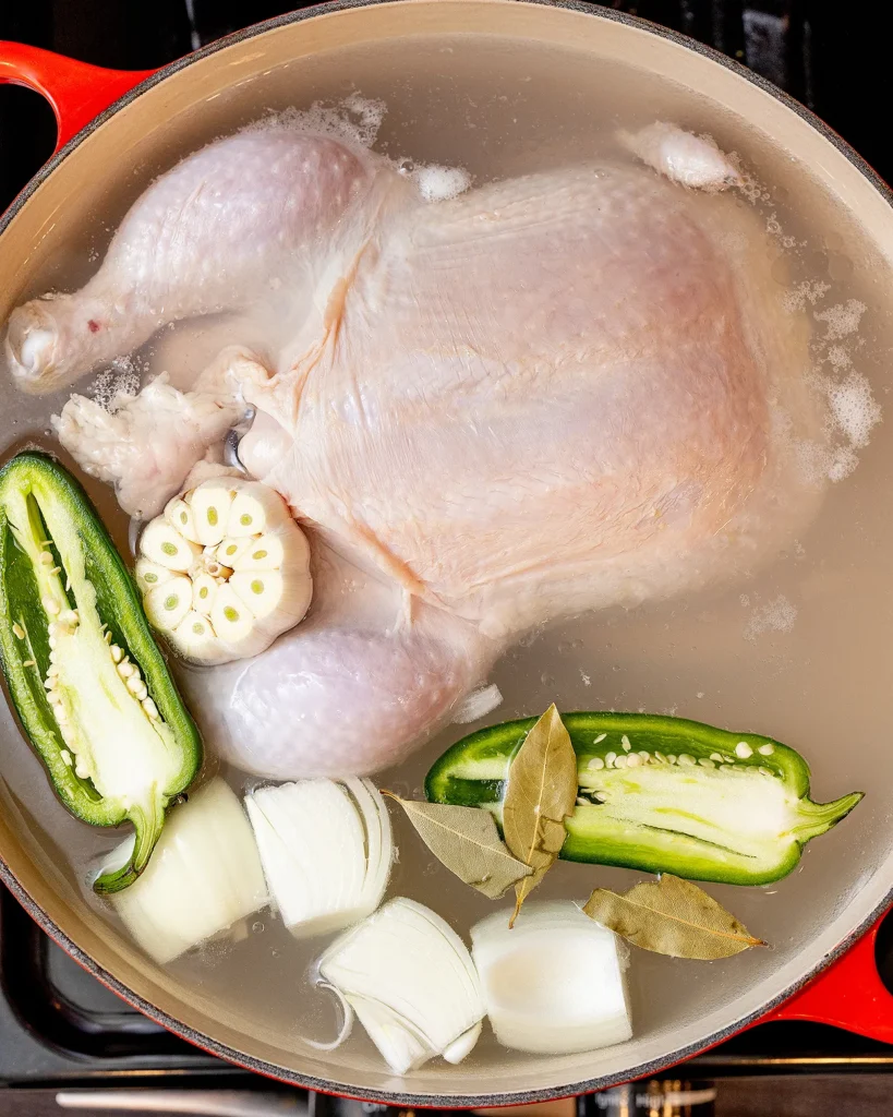 Homemade spicy chicken broth