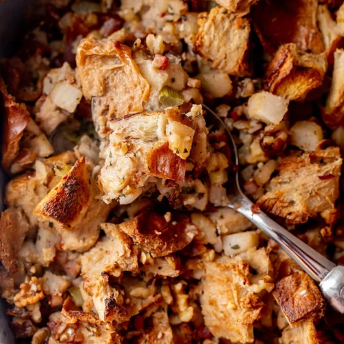 Pear stuffing with pancetta