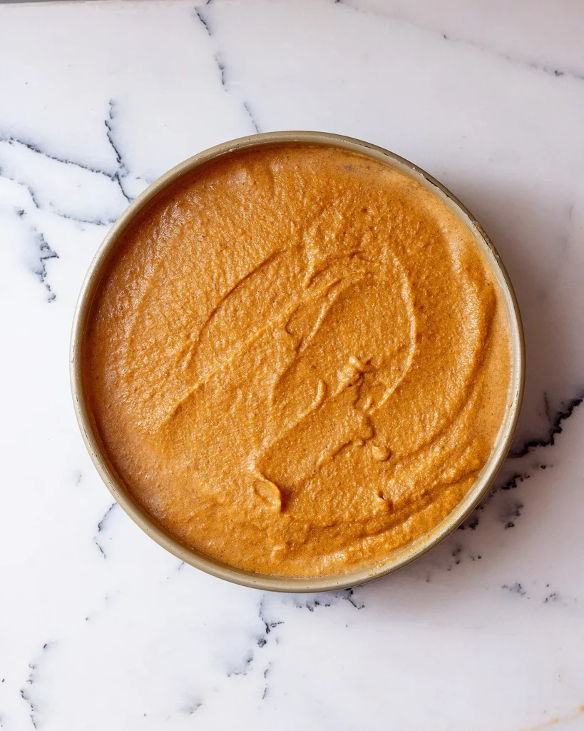 Pour batter into cake pan