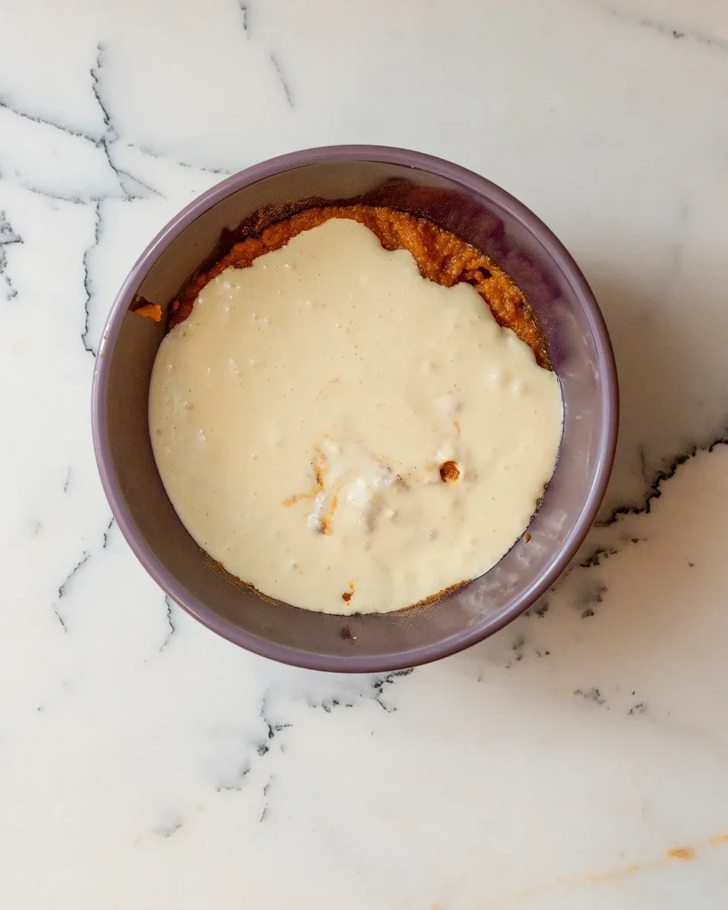 Pour cream cheese into pumpkin