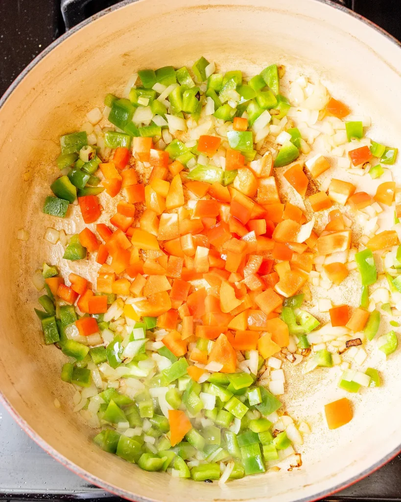 Saute bell peppers