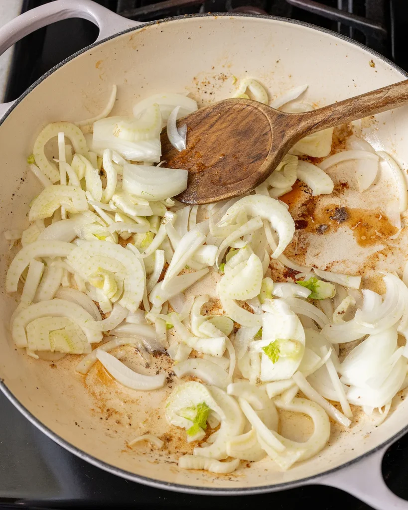 Saute fennel and onion