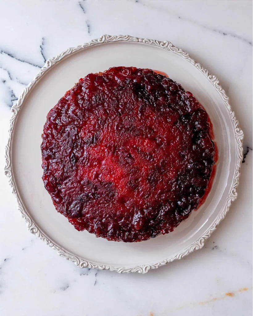 Upside down cake with cranberries