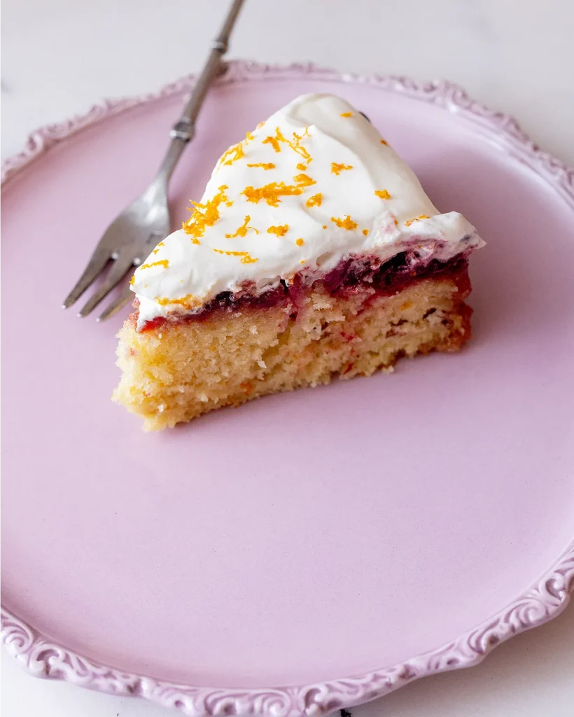 cranberry upside down cake with frosting