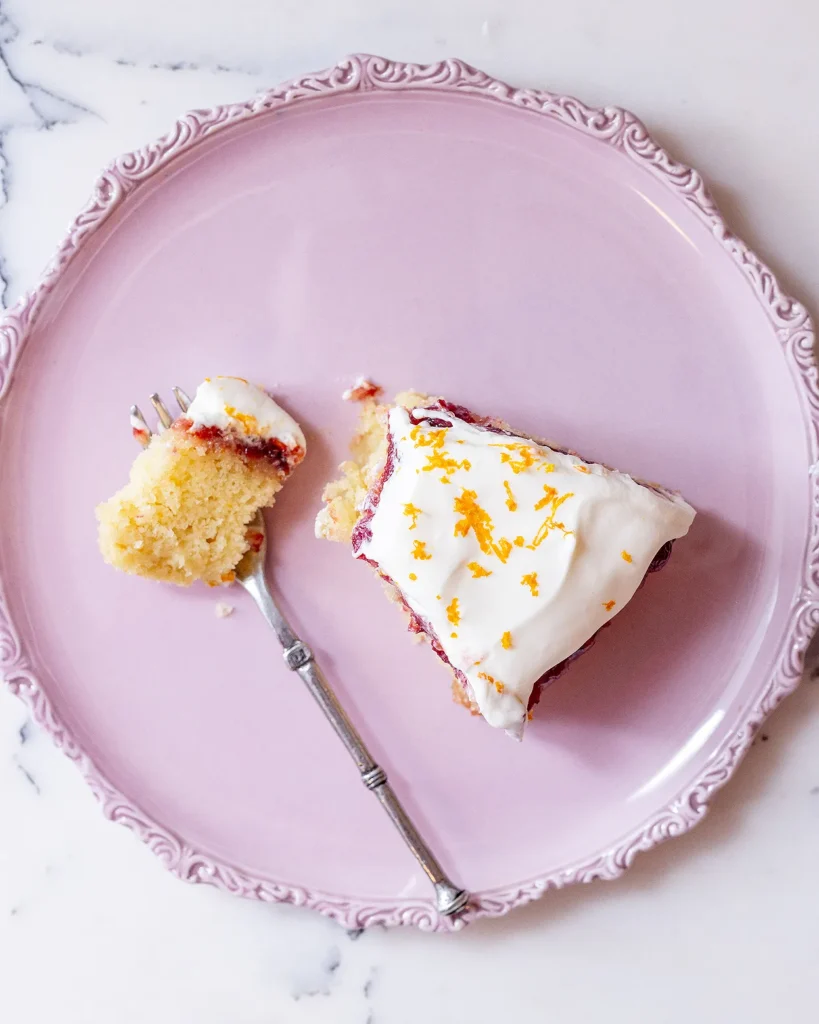 cranberry upside down cake with mascarpone frosting