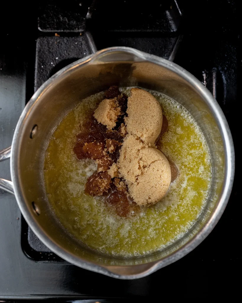 Add brown sugar to butter