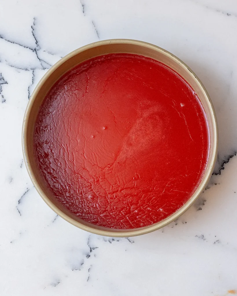 Add caramel to cake pan