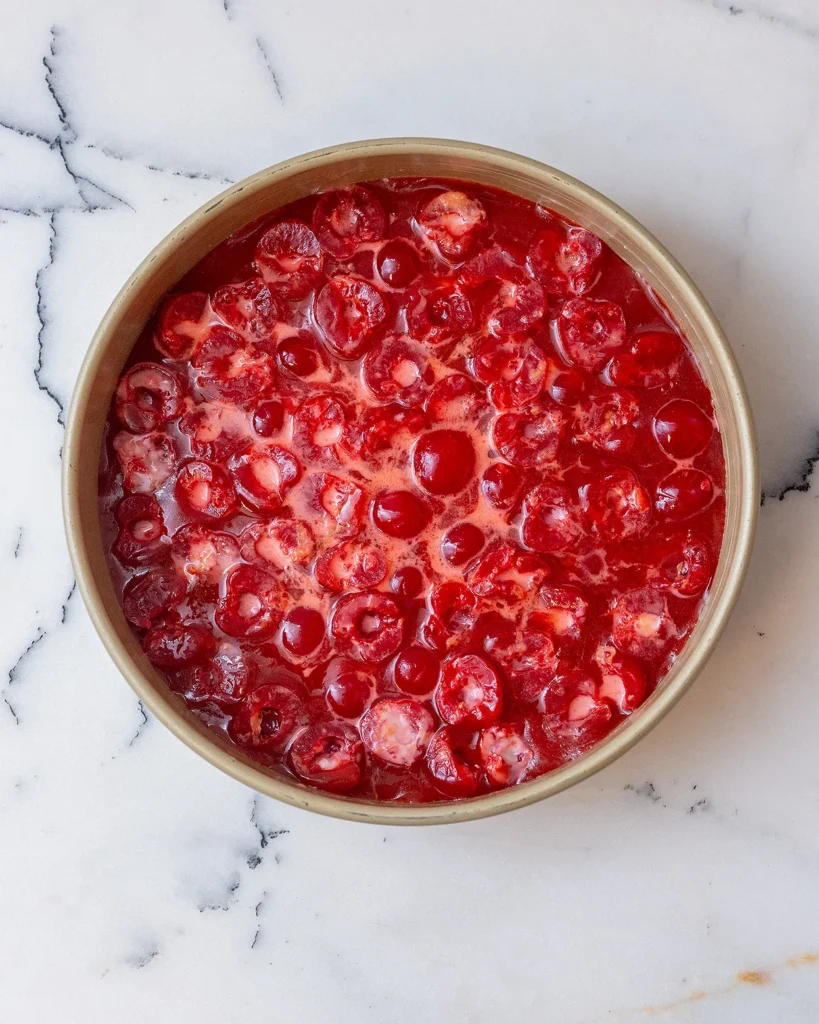 Add cherries to grenadine caramel