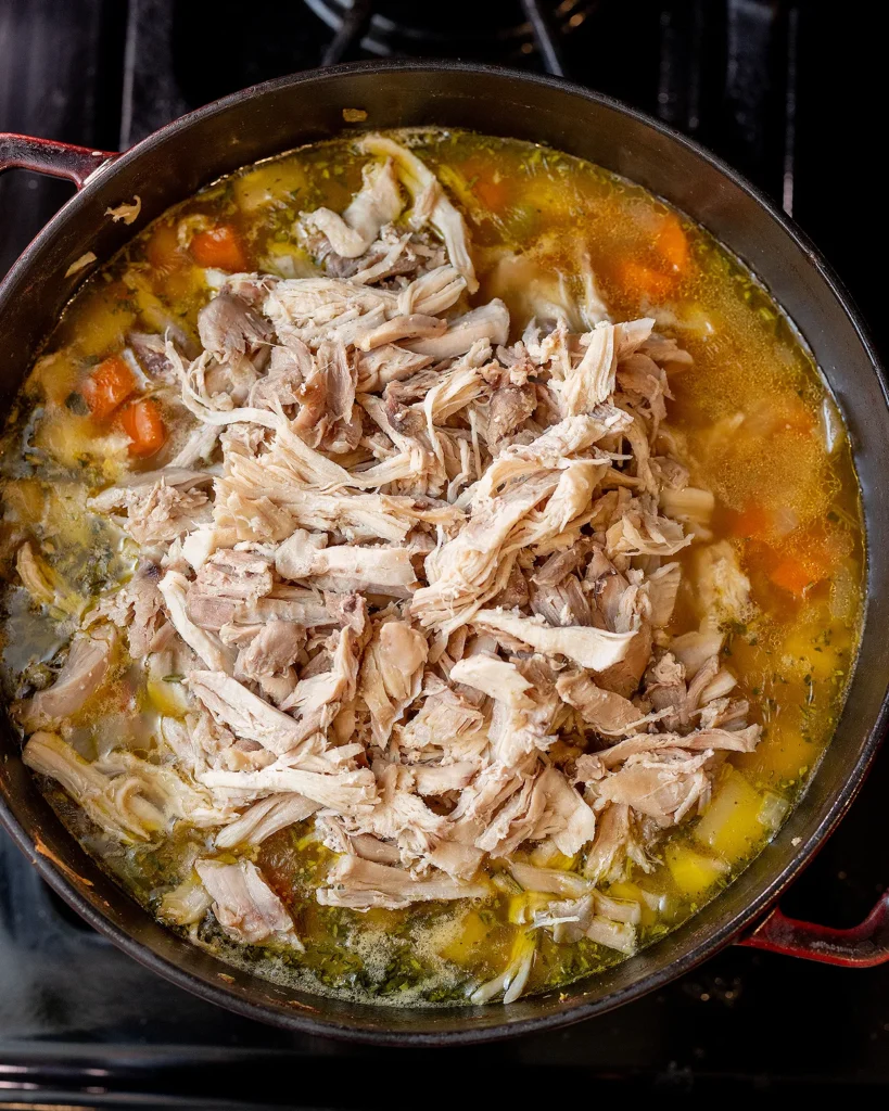 Add shredded chicken