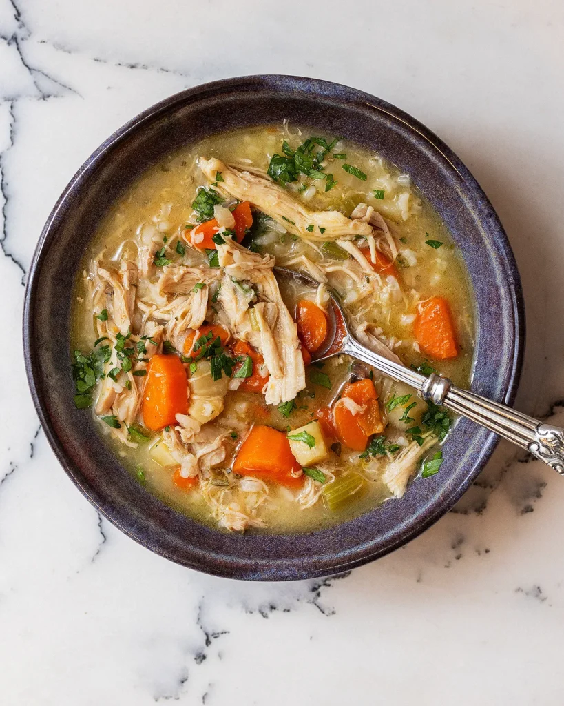 Chicken soup with lemon and rosemary