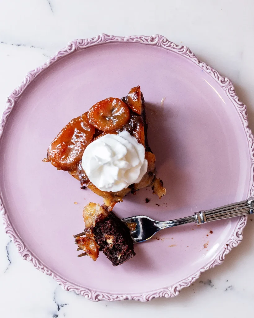 Chocolate banana upside down cake recipe