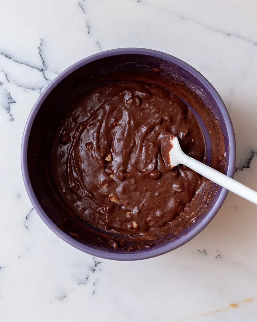 Chocolate peanut butter cake batter