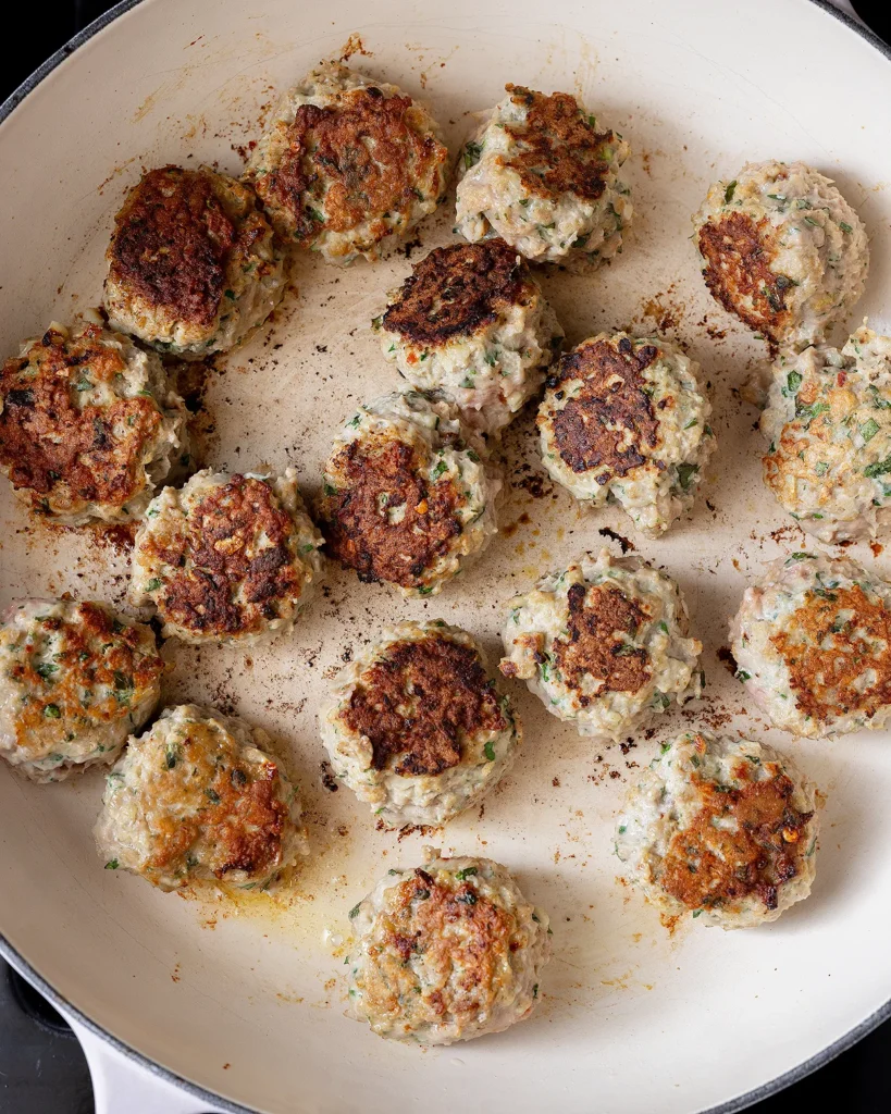 Fry turkey meatballs