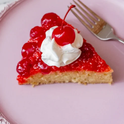 Ginger cake with maraschino cherries
