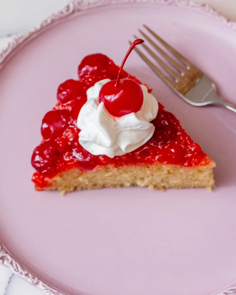 Ginger cake with maraschino cherries