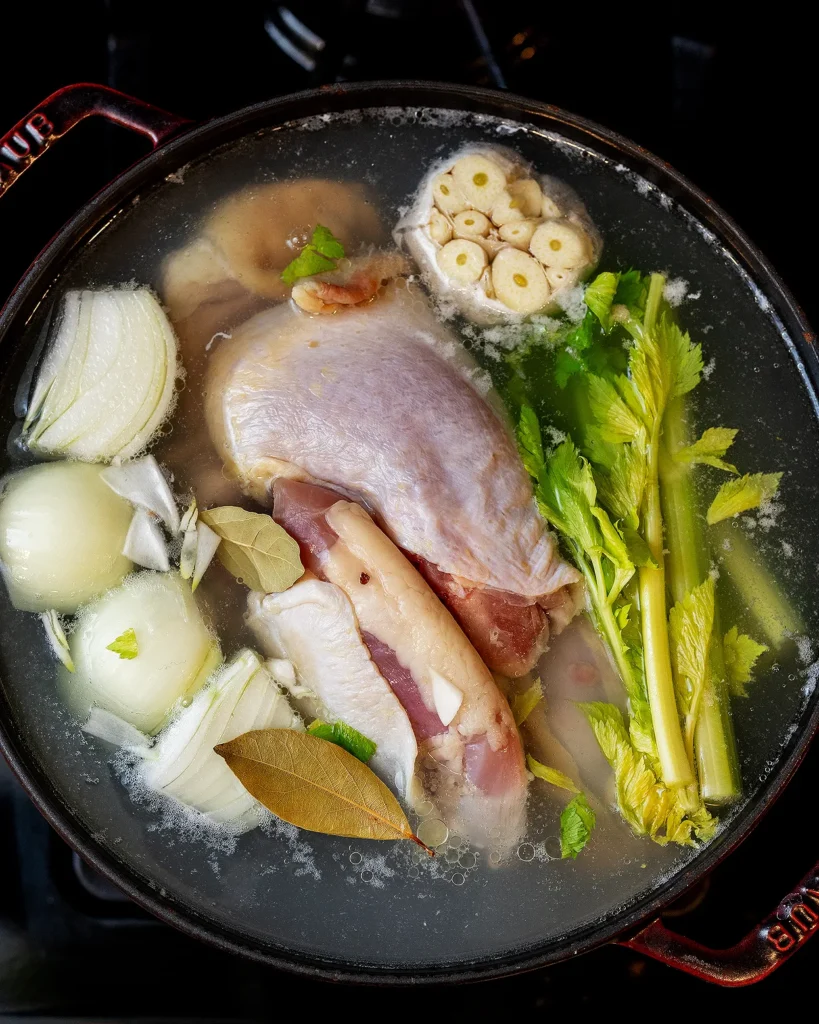 Ingredients for homemade chicken broth