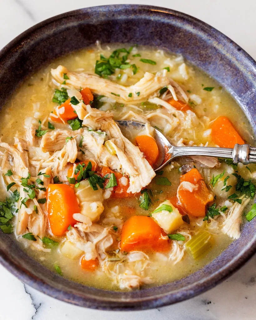 Lemon chicken soup with rosemary