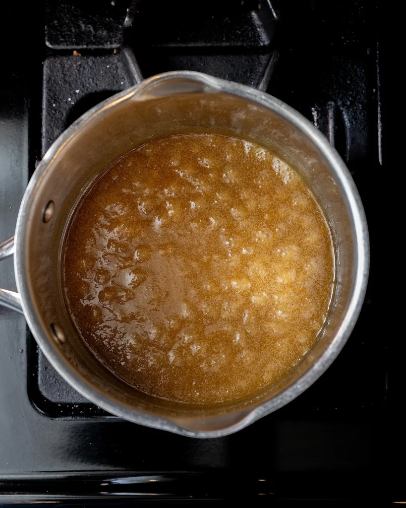 Make caramel with brown sugar and butter