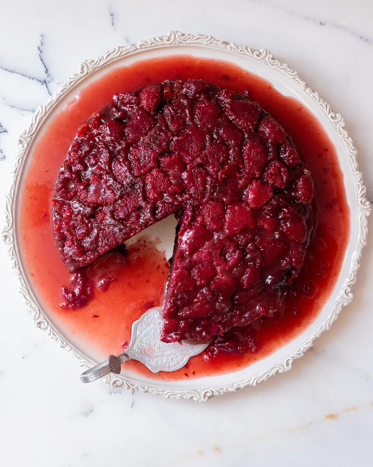 Raspberry red velvet upside down cake recipe