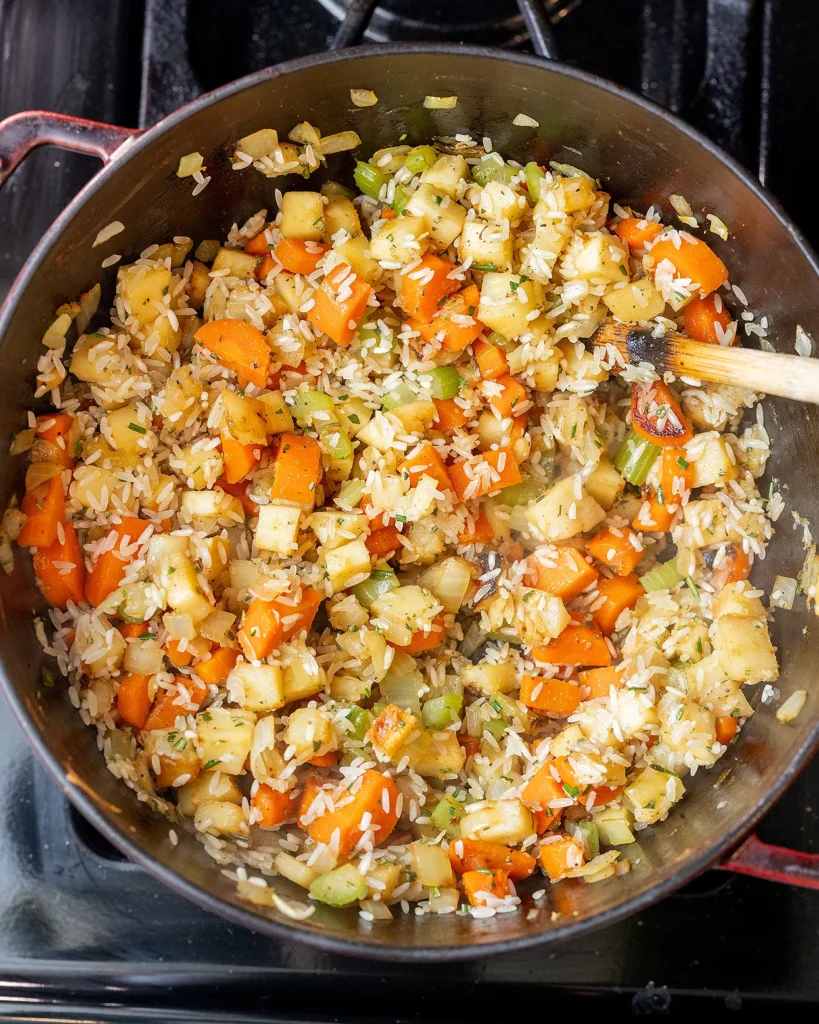 Saute rice briefly