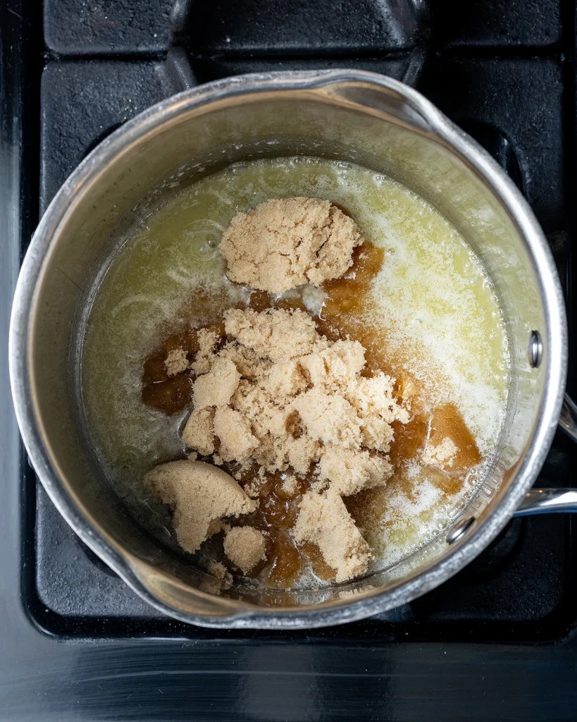 Add brown sugar to butter