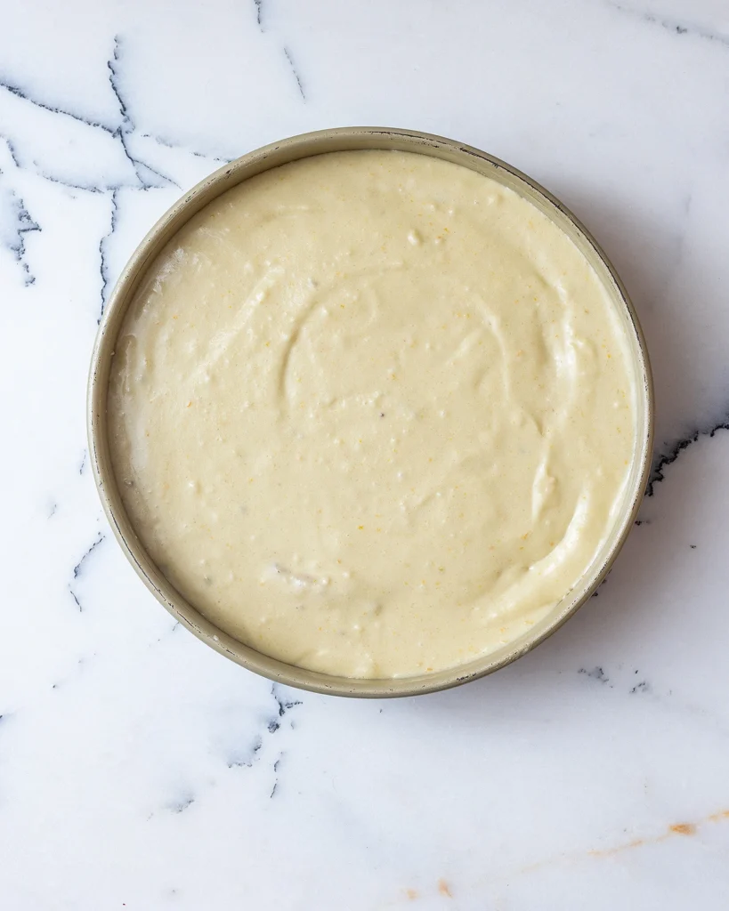 Add cake batter to pan