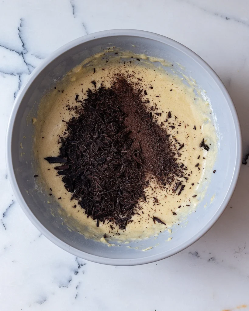 Add dark chocolate to cake batter