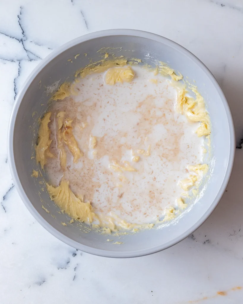 Add milk and vanilla extract