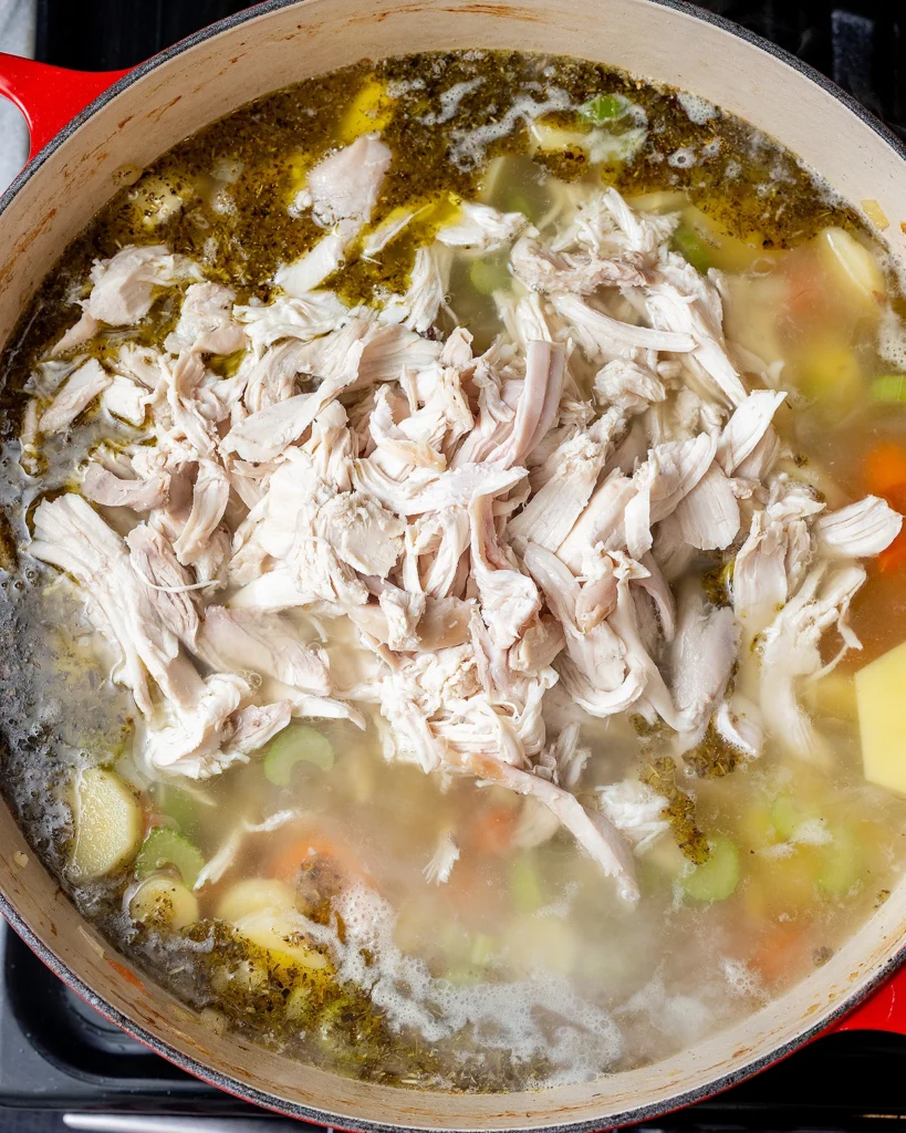 Add shredded chicken