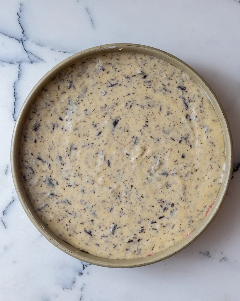 Add stracciatella cake batter