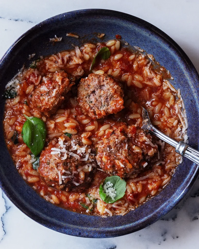 Best beef meatballs with orzo