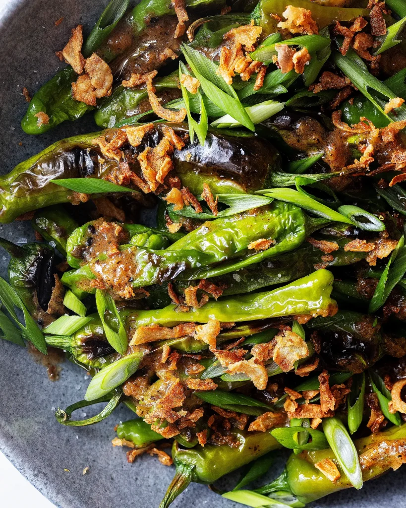 Blistered shishito peppers