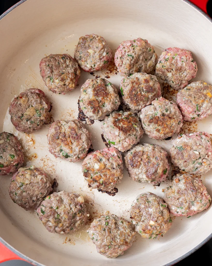 Brown the beef meatballs