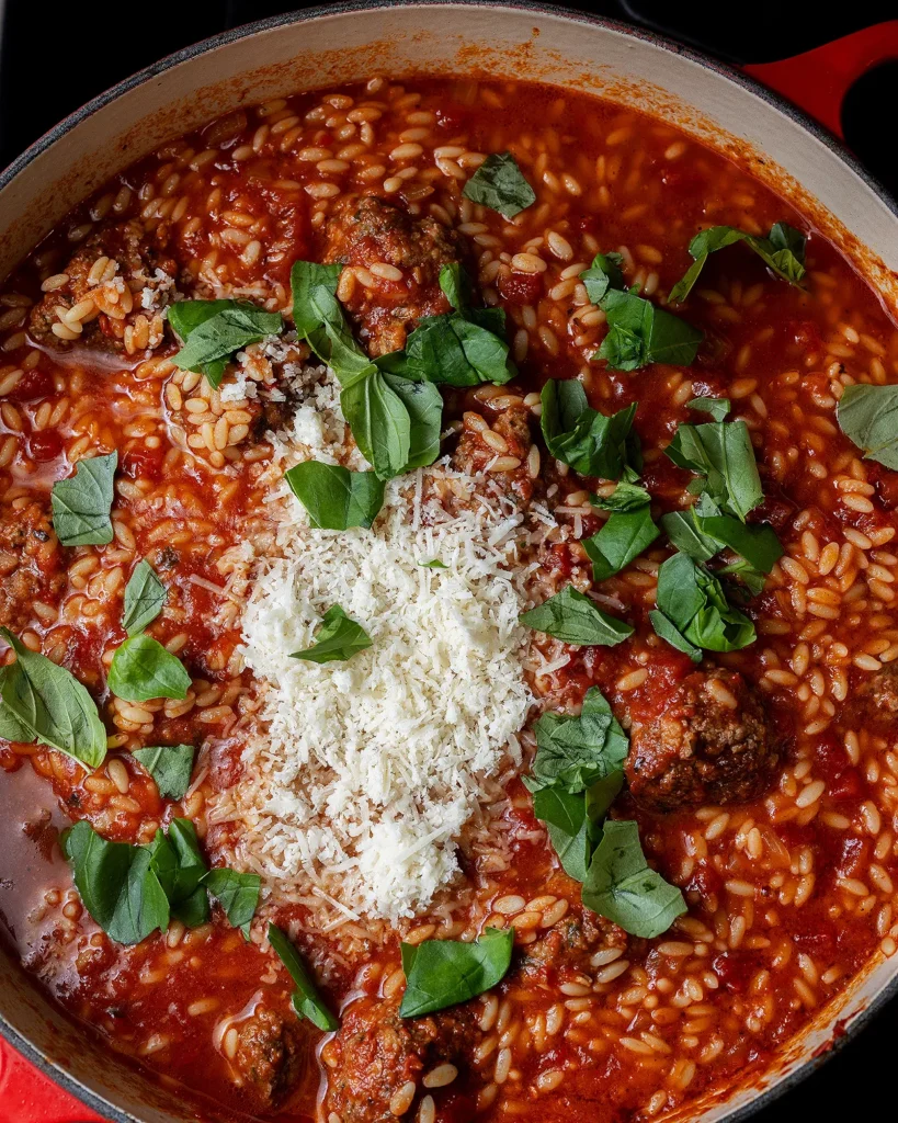Finish beef meatballs with Parmesan and basil