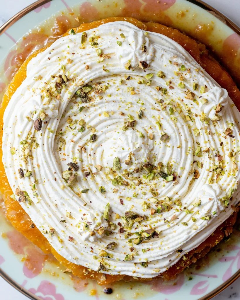Frosted orange pistachio cake