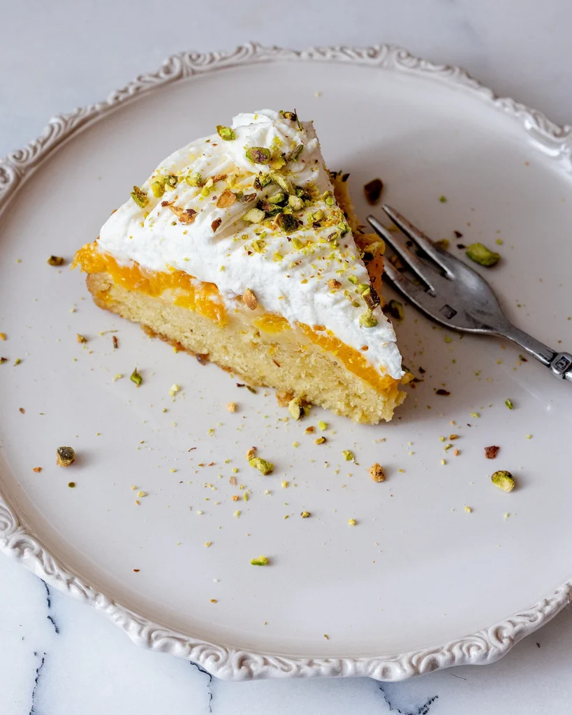 Frosted upside down cake