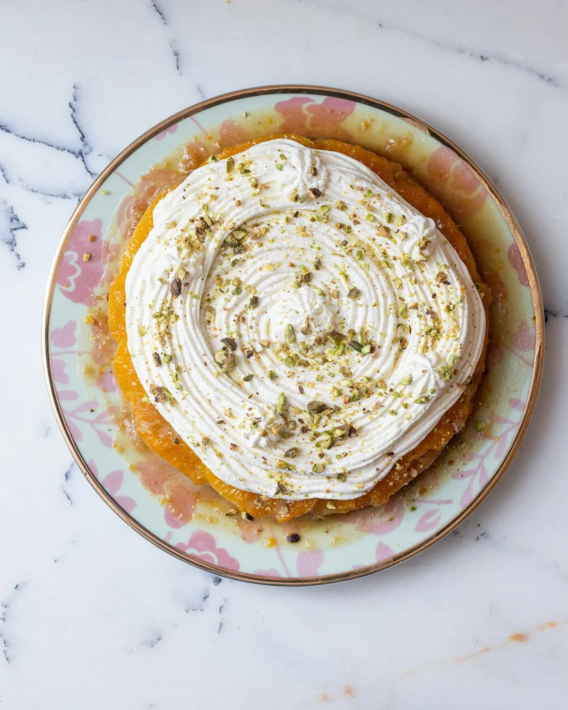 Orange upside down cake with forsting