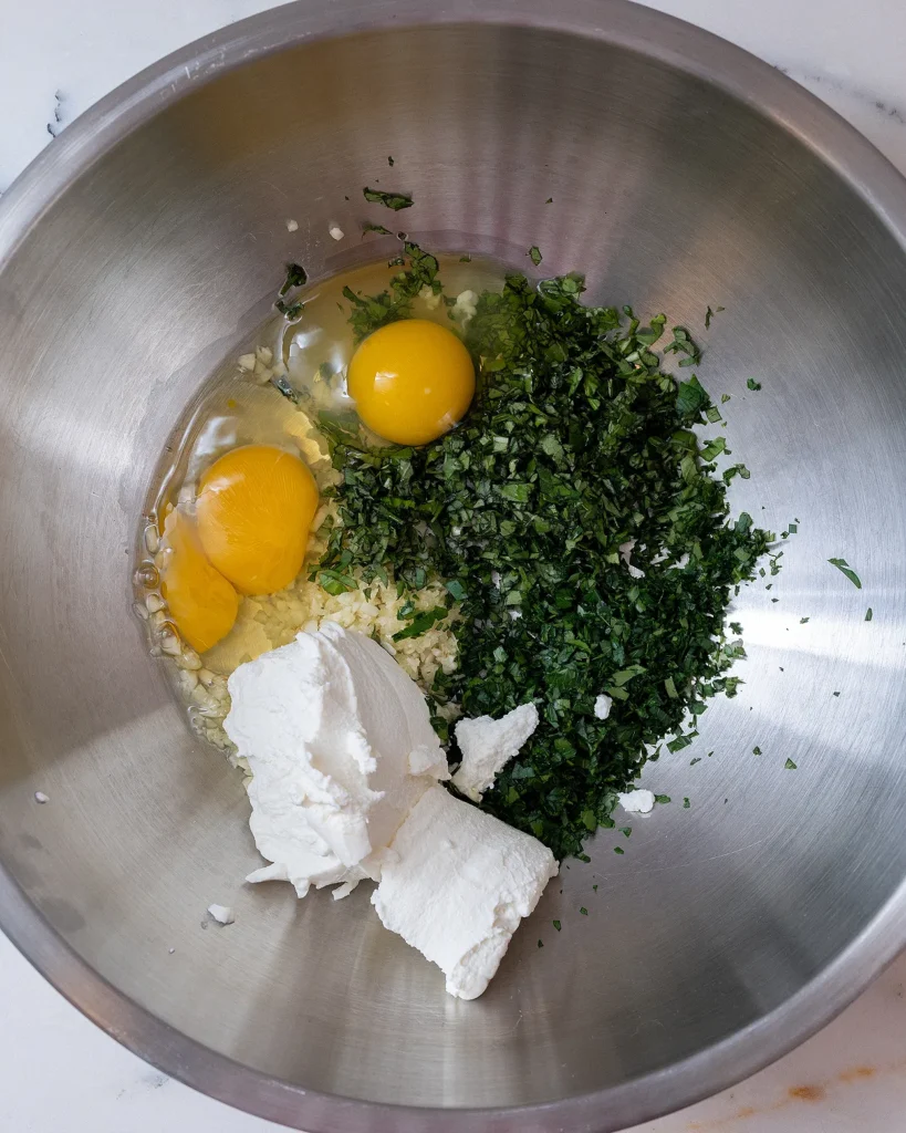 Ricotta and eggs for meatballs