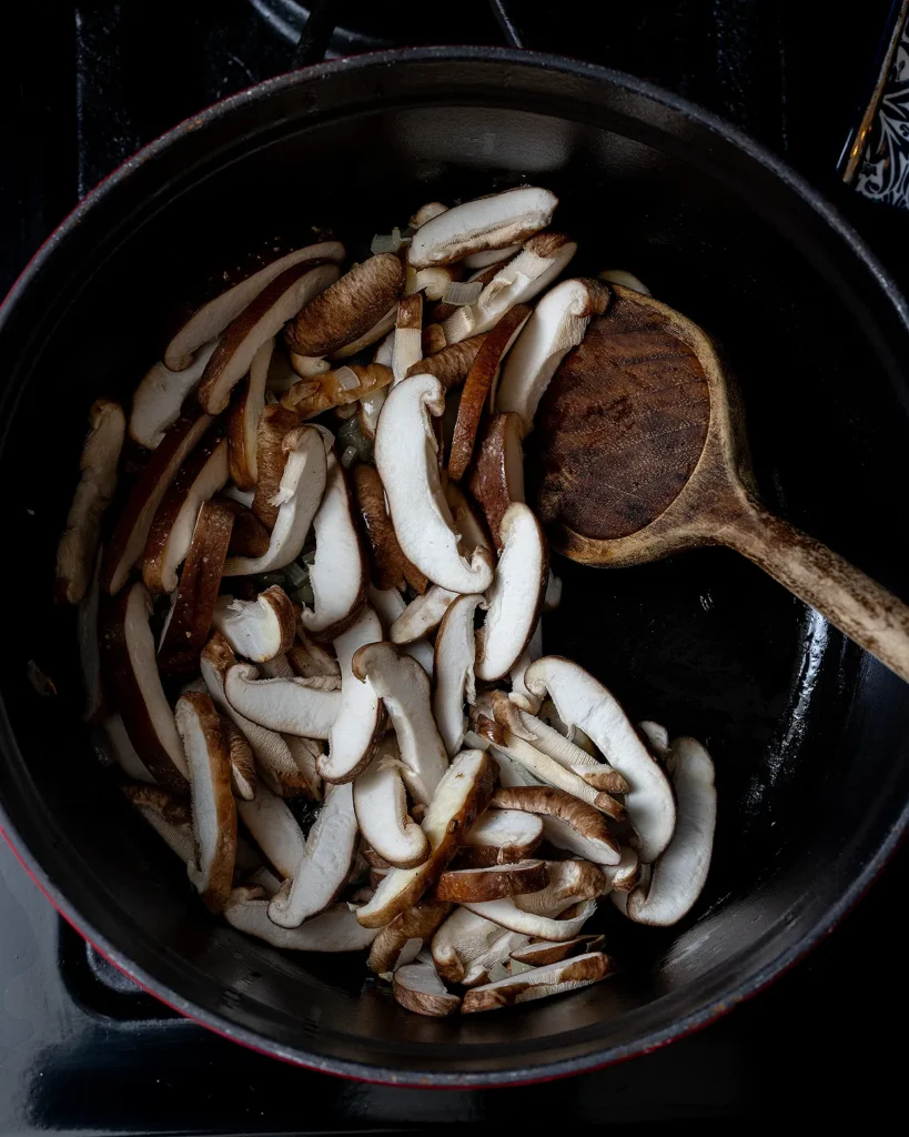 Saute shiitake mushrooms