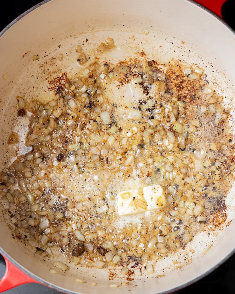 Saute the onion in butter