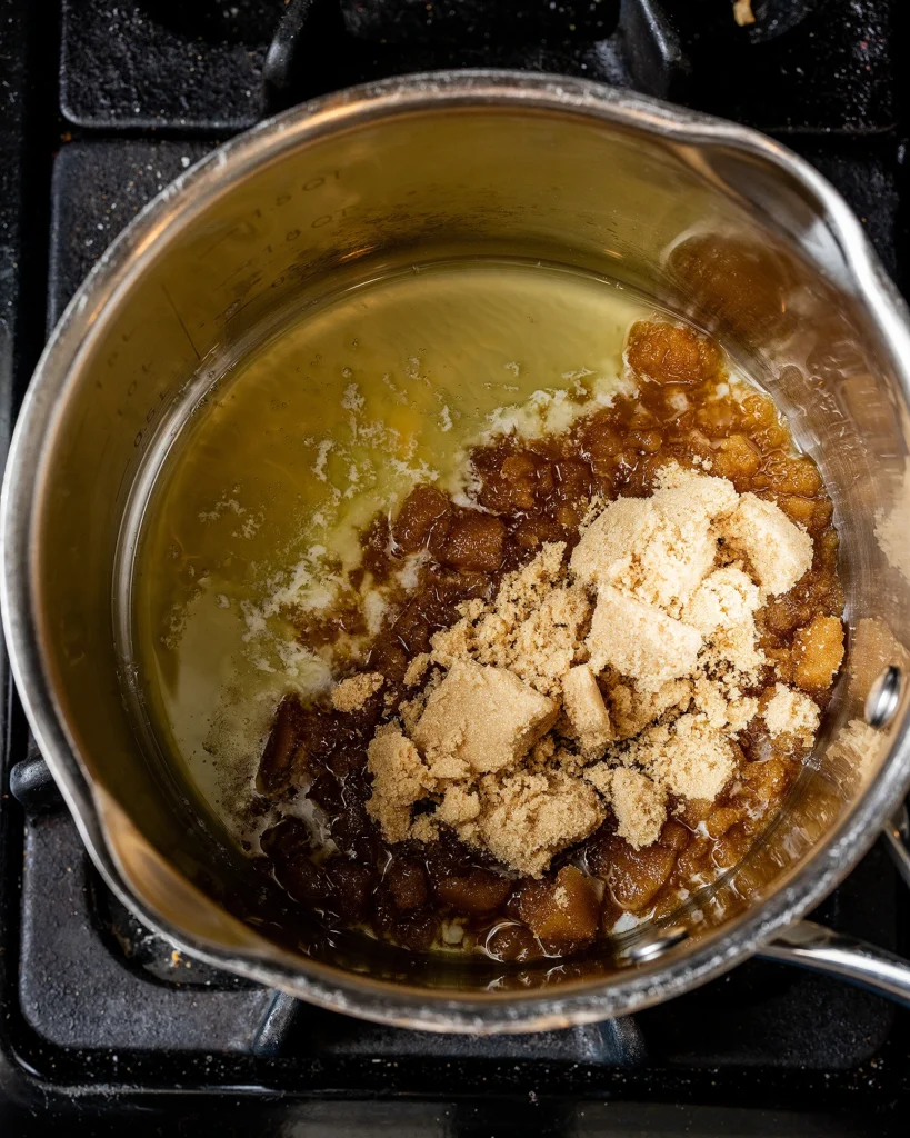 Add brown sugar to butter